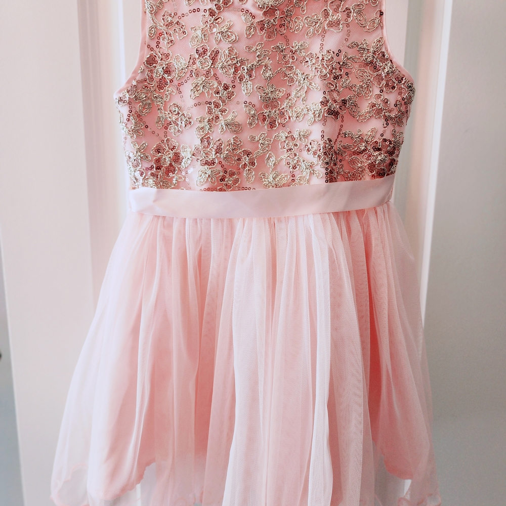 Elegant Pink and Gold Kids Dress